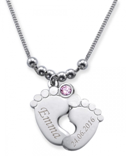 Collana doppia con 2 incisioni e mese in cristallo OTTOBRE