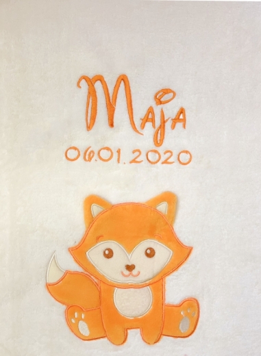Coperta per neonati - ricamata con nome - Beige - FUCHS