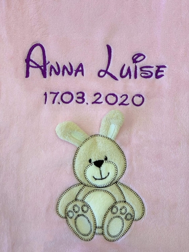 Coperta per neonati - ricamata con nome - Pink BUNNY Coperta per neonati - ricamata con nome - Pink BUNNY