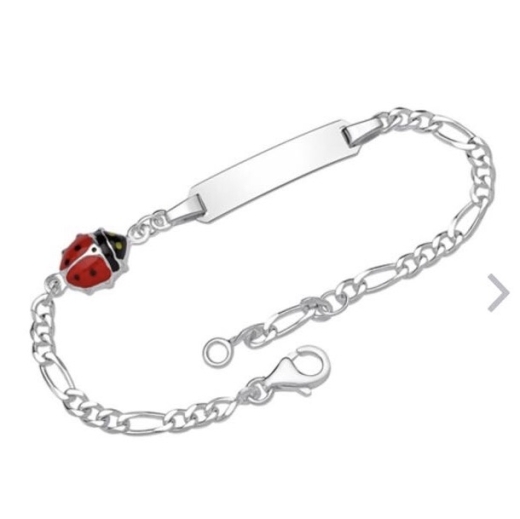 Bracciale identificativo con incisione / con coccinella rossa