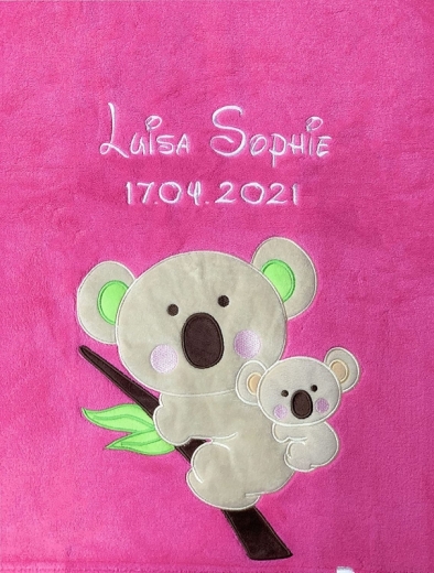 Coperta per neonati - ricamata con nome - Rosa KOALA
