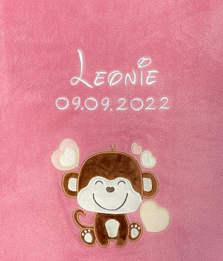Coperta per neonati - ricamo con nome - rosa scuro AFFE