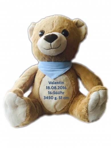 Peluche "SUNNY" con nome e data di nascita ecc.