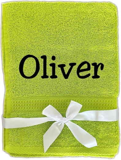 Asciugamano con ricamo personalizzato, ad esempio nome / 30x50 cm / 100x50 cm / 70x140 cm / verde mela