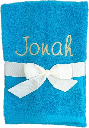 Asciugamano con ricamo personalizzato, ad esempio nome / 30x50 cm / 100x50 cm / 70x140 cm / turchese