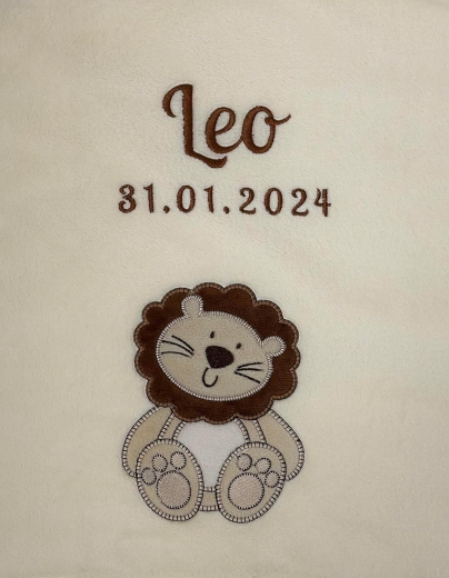 Coperta per neonati - ricamata con nome - beige LÖWE