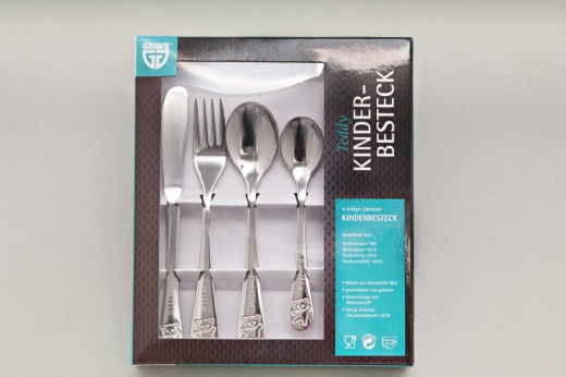 Posate per bambini con incisione del nome "TEDDY"