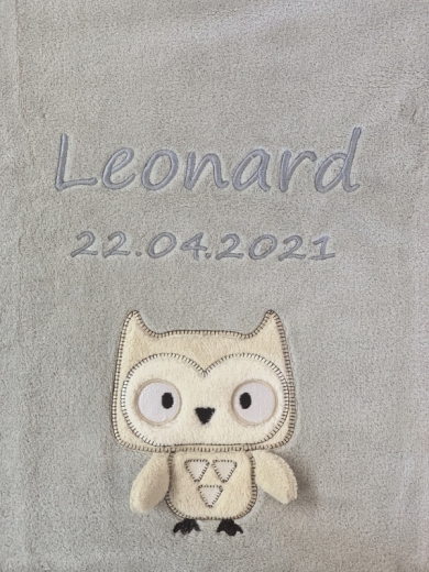 Coperta per neonati - ricamata con nome - grigio EULE
