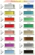 Panoramica di 16 varianti di filato per ricamare una copertina per neonati. I colori sono numerati: bianco, giallo, arancione, rosso, rosa, rosa shocking, lilla, azzurro, blu, turchese, verde chiaro, verde, beige, marrone, grigio e nero.