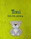 Coperta per neonati - ricamata con nome - verde lime BEAR