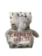 Coperta per bebè ricamata con nome e data di nascita, incluso peluche (grigio/bianco - ELEFANTE)