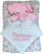 Kiddi-Media: coperta per bambini con nome e data di nascita ricamati / morbida e soffice / 1A qualità (fiori di elefante rosa)