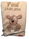 Coperta per neonati - ricamata con nome - beige CANE