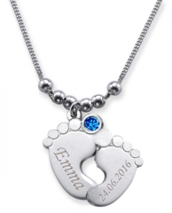 Collana con doppio piedino con 2 incisioni e mese in cristallo SETTEMBRE