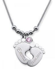 Collana doppia con 2 incisioni e mese in cristallo OTTOBRE