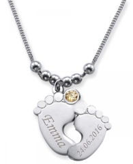 Collana doppia con 2 incisioni e mese in cristallo NOVEMBRE