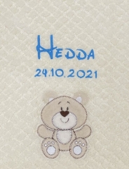 Coperta per neonati - ricamata con nome - Beige - BEAR (extra soffice)