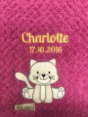 Coperta per neonati - ricamata con nome - Rosa - CAT (extra soffice)