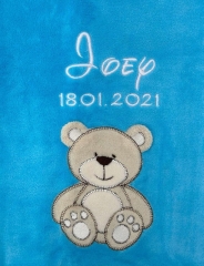 Coperta per neonati - ricamata con nome - turchese BEAR
