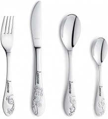 Posate per bambini con incisione del nome / motivo amici della fattoria / set da 4 pezzi (tutti e 4 incisi con il nome)