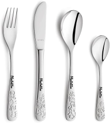 Posate per bambini Kiddi-Media con incisione del nome / motivo BALL FRIENDS / 4 pezzi (tutti e 4 incisi con nome)