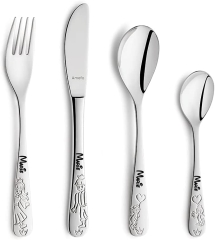 Posate per bambini Kiddi-Media con incisione del nome / motivo principessa / set da 4 pezzi (tutti e 4 incisi con nome)