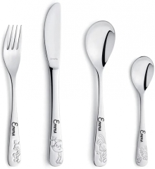 Posate per bambini con incisione del nome/motivo degli amici della foresta