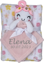 Coperta per bebè comprensiva di piumone con nome e data di nascita ricamati / soffice come una coccola / qualità 1A (bambina in fiore 1)