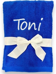Asciugamano con ricamo personalizzato, ad esempio nome / 30x50 cm / 100x50 cm / 70x140 cm / blu reale