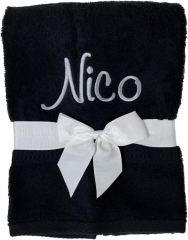 Asciugamano con ricamo personalizzato, ad esempio nome / 30x50 cm / 100x50 cm / 70x140 cm / nero