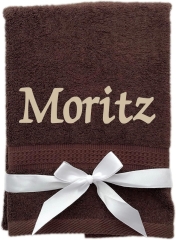Asciugamano con ricamo personalizzato, ad esempio nome / 30x50 cm / 100x50 cm / 70x140 cm / marrone caffè