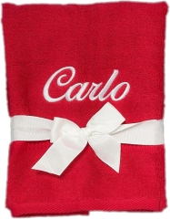 Asciugamano con ricamo personalizzato, ad esempio nome / 30x50 cm / 100x50 cm / 70x140 cm / rosso
