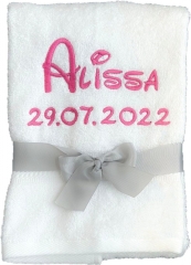 Asciugamano con ricamo personalizzato, ad esempio nome / 30x50 cm / 100x50 cm / 70x140 cm / bianco