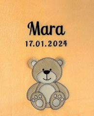 Coperta per neonati - ricamata con nome - Apricot BEAR