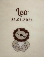 Coperta per neonati - ricamata con nome - beige LÖWE