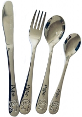 Posate per bambini con incisione del nome "TEDDY"