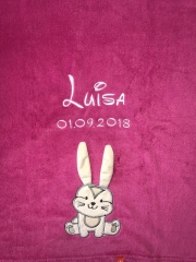 Coperta per neonati - ricamata con nome - Pink BUNNY